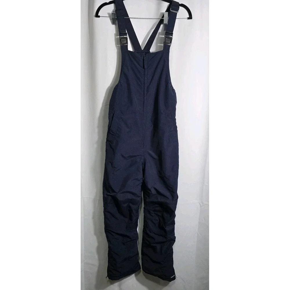 Lands End Youth SZ 12 Grow Alongs Bib Snow Ski Pants Blue Winter Zip Ankle Warm